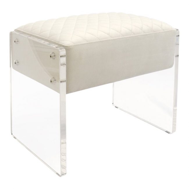 Acrylic Ottoman acrylic legs white 10 inch Cushion