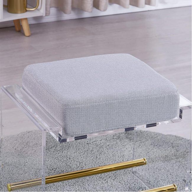 Acrylic ottoman bent gray cushion