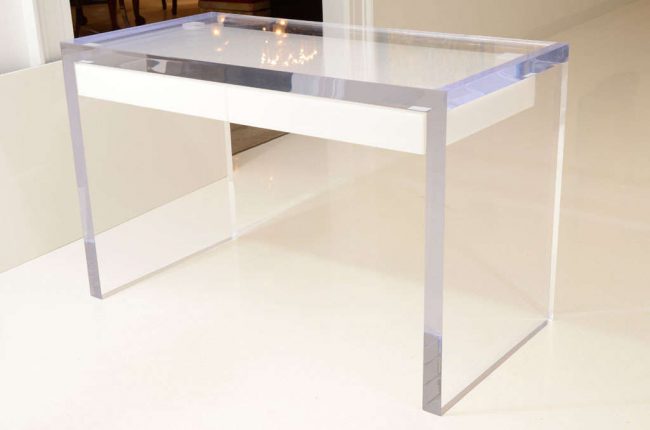 Acrylic writing desk with drawers