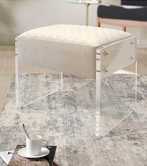 Ottoman with 10” white quilted cushion