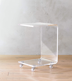 Side Or End Tables “C” Style With Clear Casters