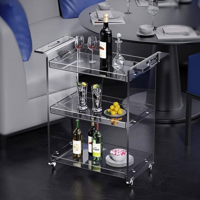 Acrylic bar cart