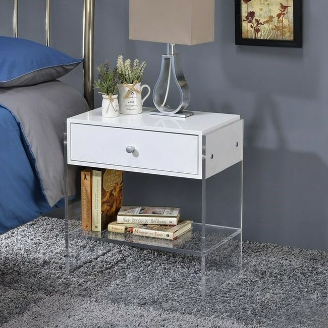 Acrylicone drawer nightstand